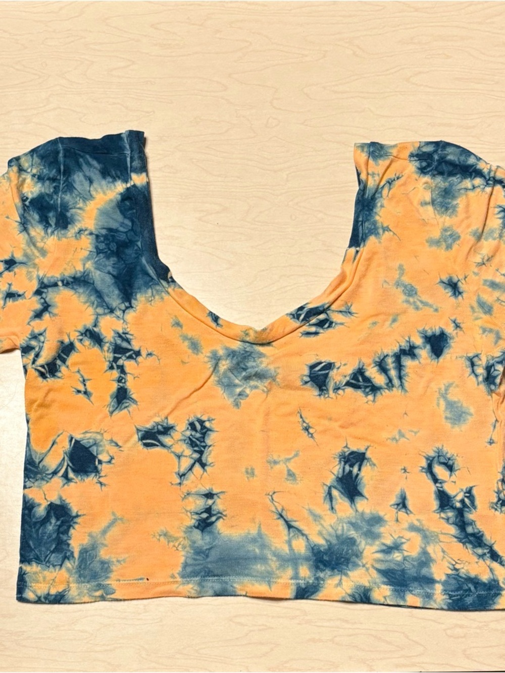 Of Earth & Salt Orange & Navy Tie-Dye Scoop Crop Top